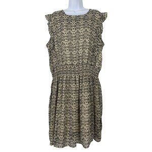 Mossimo Ruffled Short Sleeve Patterned Dress Elastic Waist Keyhole Back XXL